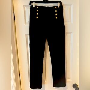 ANNE TAYLOR  Black Ponte knit Pants with Gold Accents SZ 4